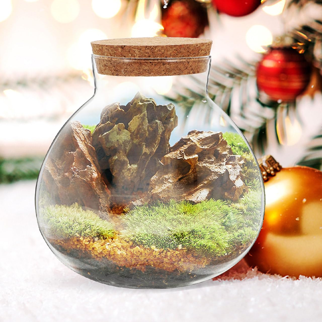 VICASKY Luftdichte Runde Glas Terrariumflasche mit Korken 13cm Mikrolandschaftsgefäß für Moos Sukkulenten und Hydroponik Dekoratives Pflanzglas für Schreibtisch und Fensterbank