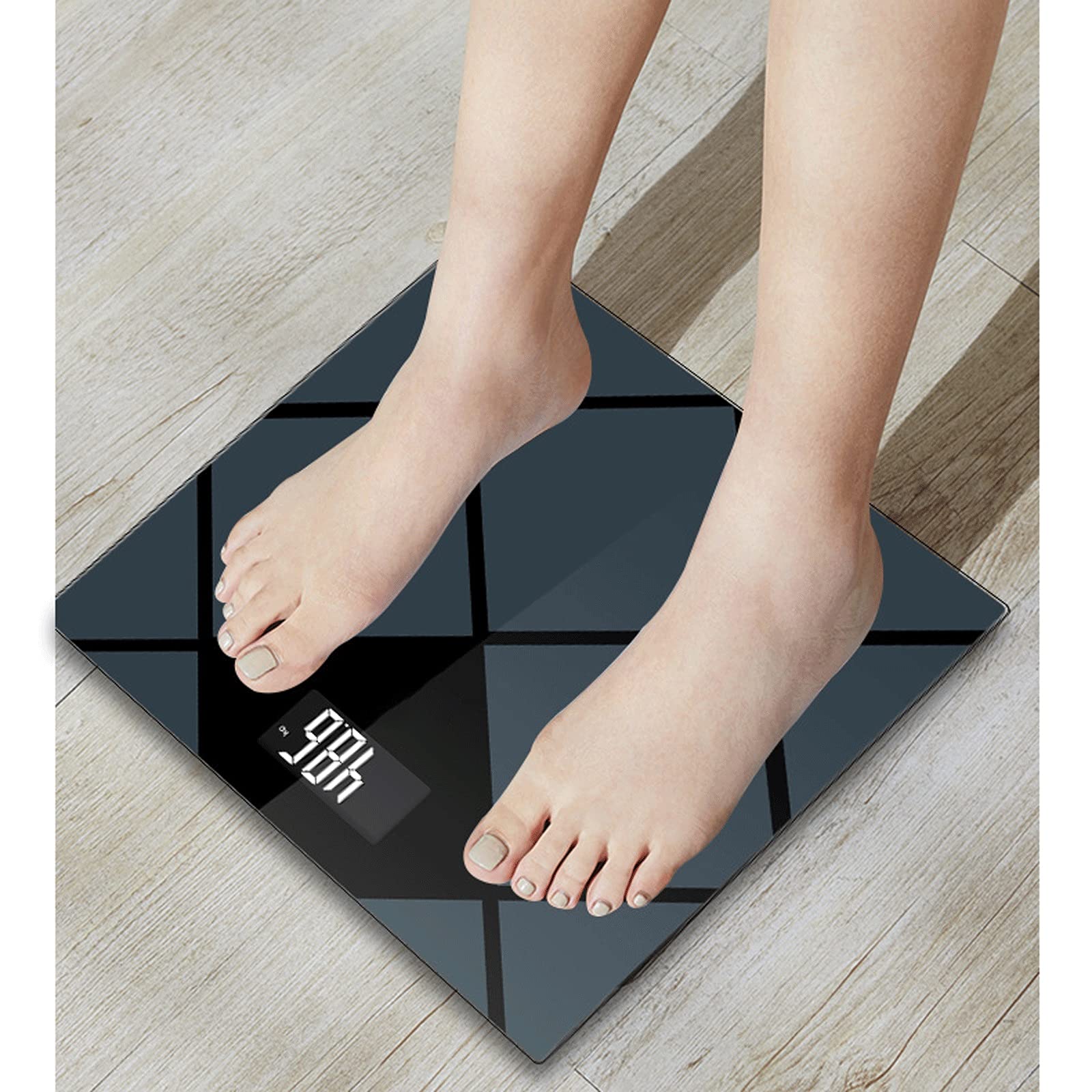 JINGYAN Básculas de baño digitales de vidrio templado cálido báscula de peso corporal digital LCD Básculas de baño Monitor de peso Escala de grasa corporal
