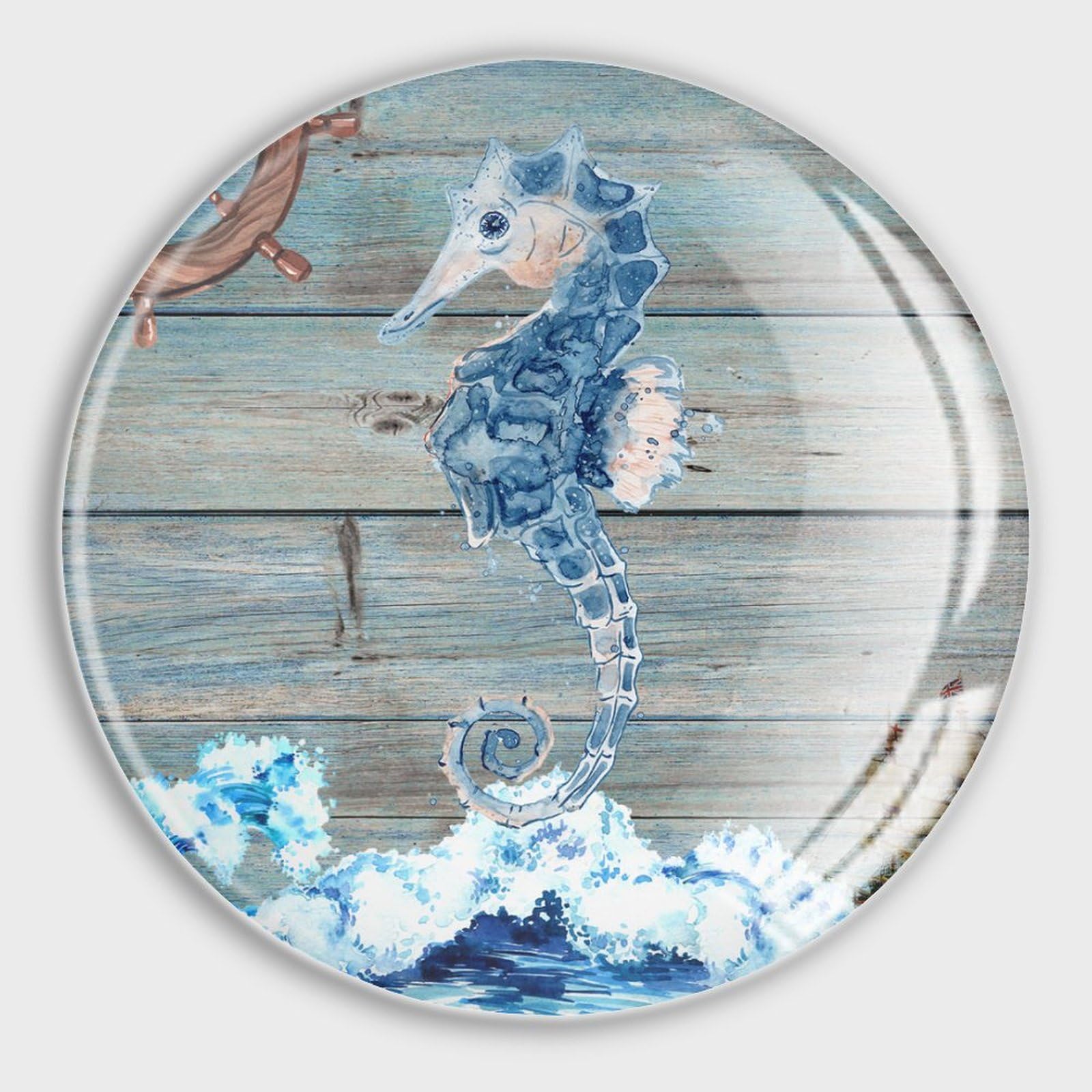 Aimants de réfrigérateur hippocampe et voilier en verre pour tableau blanc lot de 4