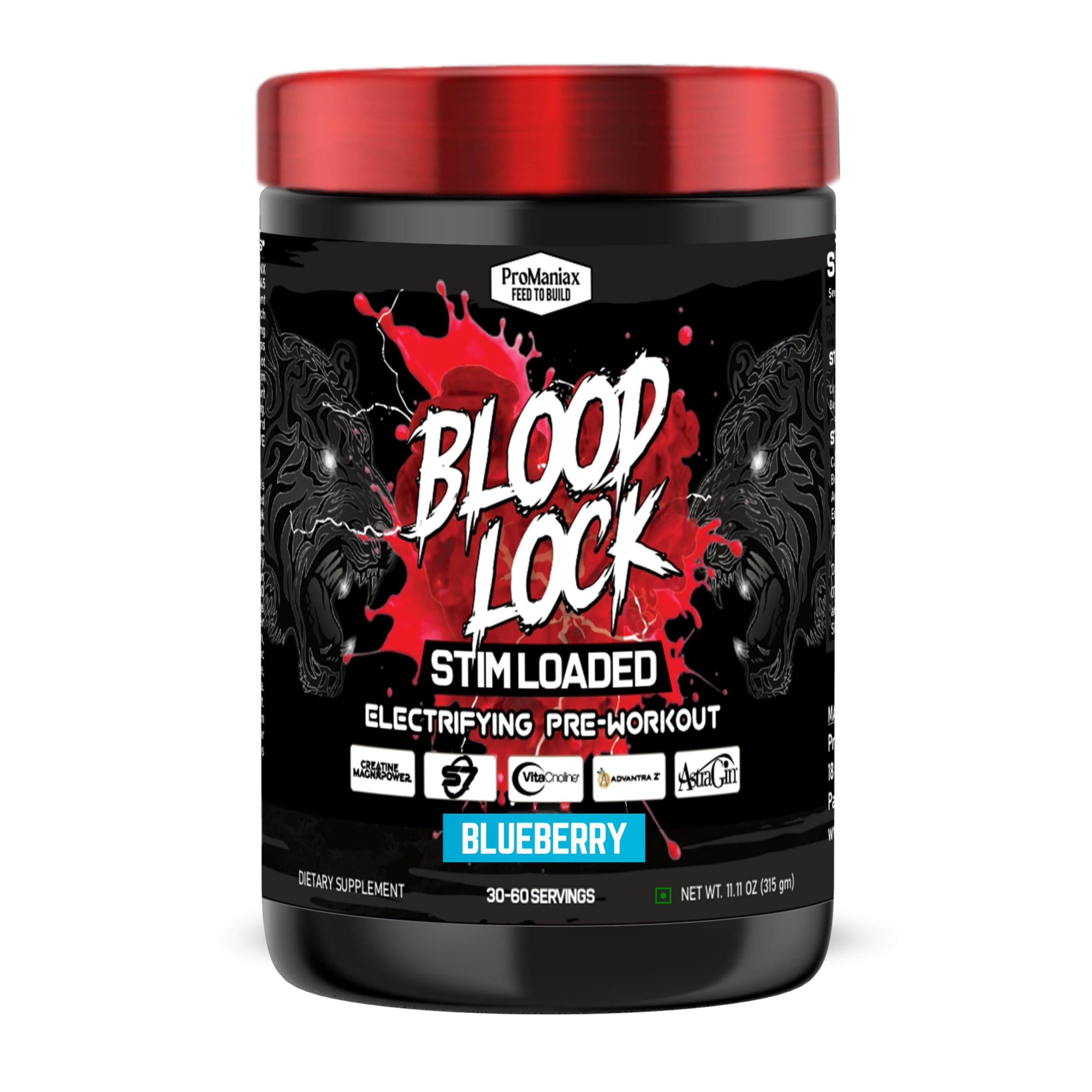 Blood Lock Stim Loaded Pre-Workout | High Potency Energy, Focus & Muscle Pump | 60 Servings (315GM) Blueberry Flavor-image-15