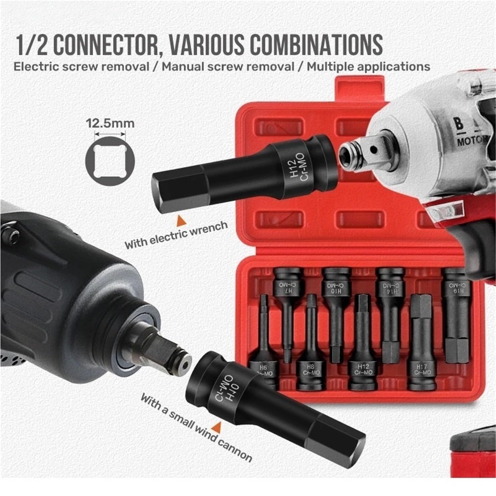Zestaw kluczy grzechotkowych, Zestawy nasadek udarowych Torx Star 1/2" Zestaw adapterów przedłużających do kluczy elektrycznych(Torx)