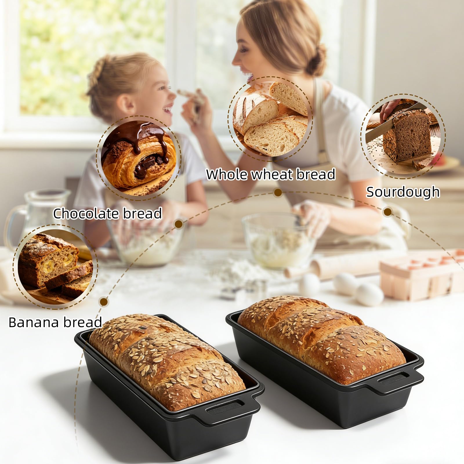 Molde de Hierro Fundido para Pan con Tapa, Molde Pan de Molde Pesado Incl. 2 Alfombrillas Antiadherentes (56x15 cm), Perfecto para Masa Madre & Pan de Horno, Molde Pan Ideal para Hornear