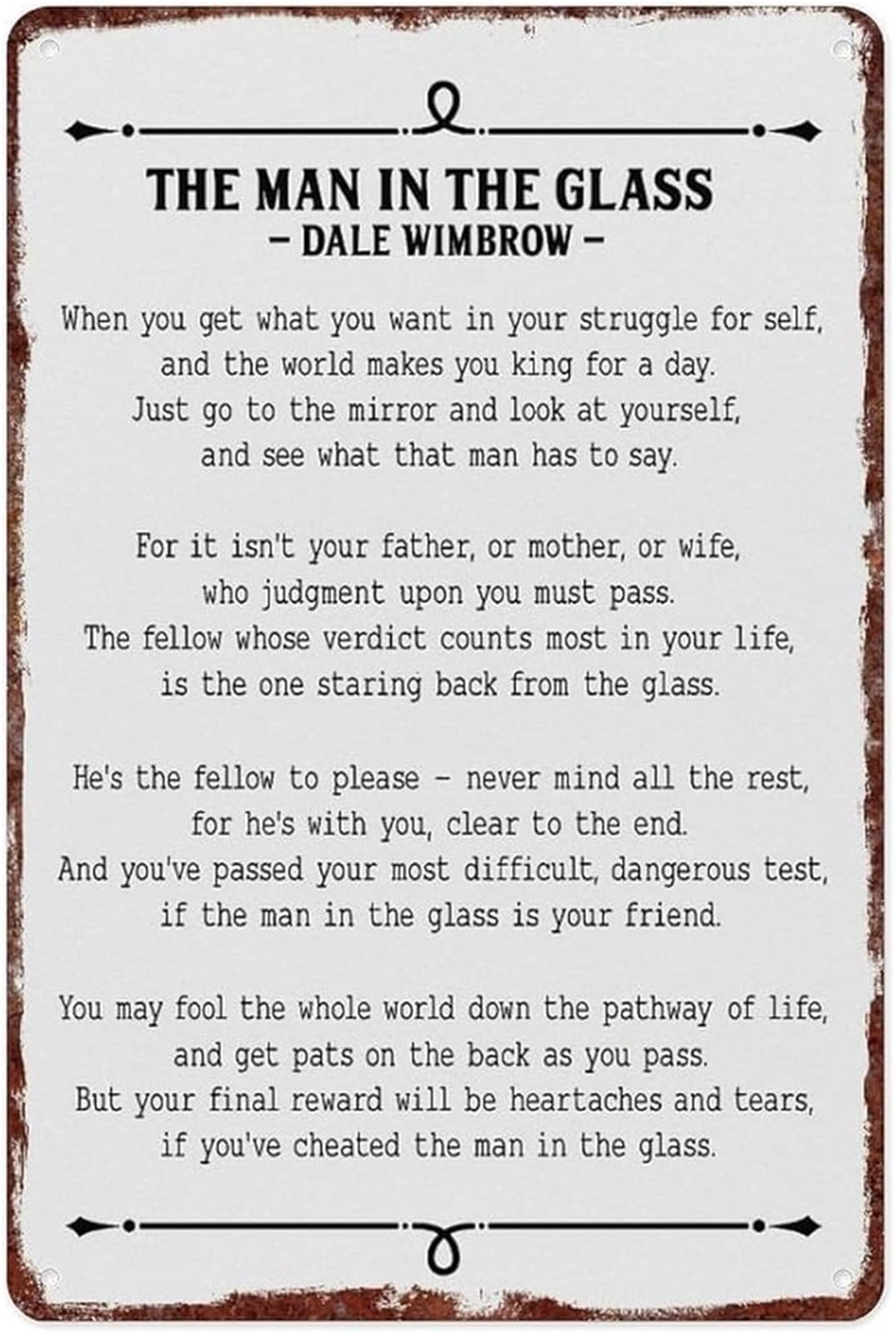 ICYJRFHLTF Self Reflection Motivational Quote Vintage Metal Tin Sign Poem Art for Home Office Wall Decor (8 X 12 in)