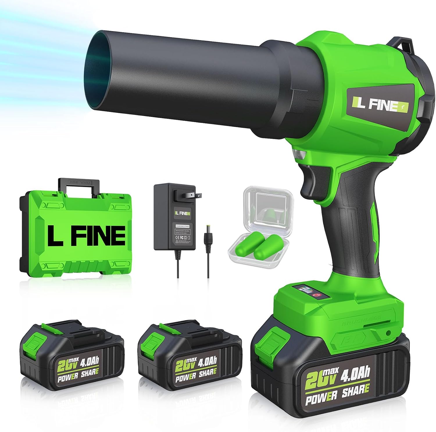 Leaf Blower Cordless - Lightweight Electric Handheld Blower with Battery and Charger, 3 Speed Mode, Blowers for Lawn Care, Patio Cleaning, Dust Cleaner (Dark Green)