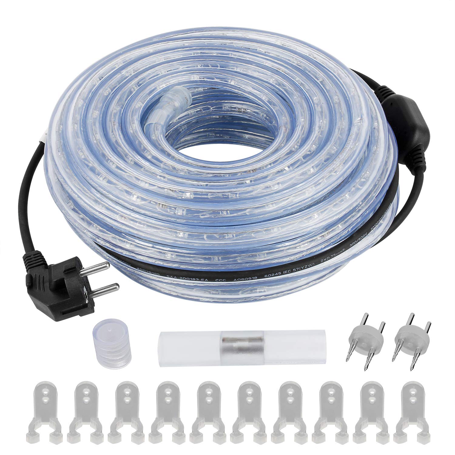 COCOMIA 50M Tubo de LED Manguera, LED de Tira de Manguera Exterior e Interior Blanco Frío,Tiras LED Manguera para Decoración e Iluminación Halloween, Boda, Fiesta, Navidad