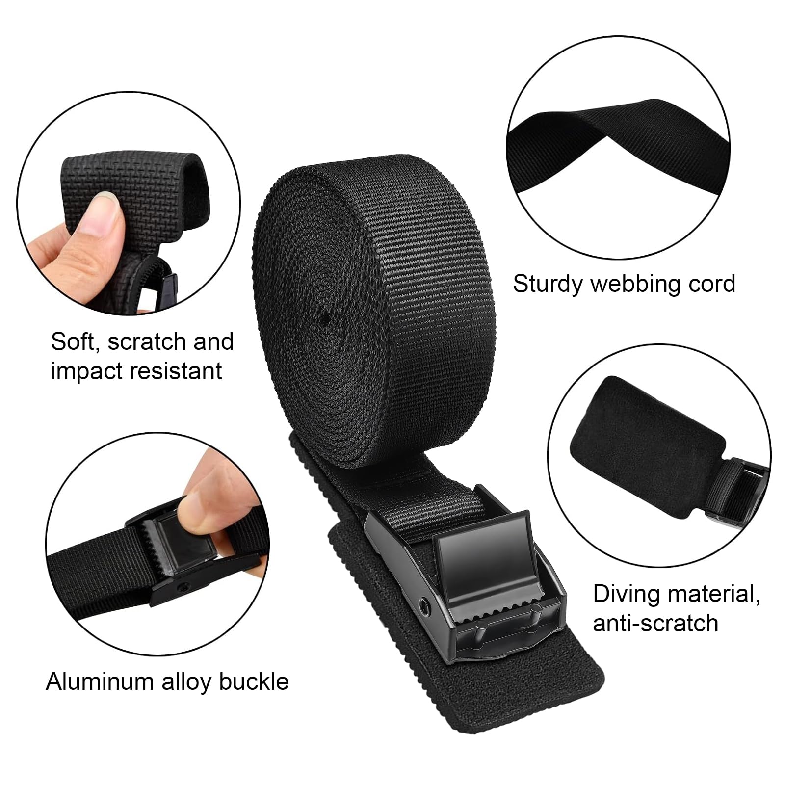 Duoleimi Spanngurte 2 Stück - 250kg Tragkraft 2,5m Edelstahlschnalle