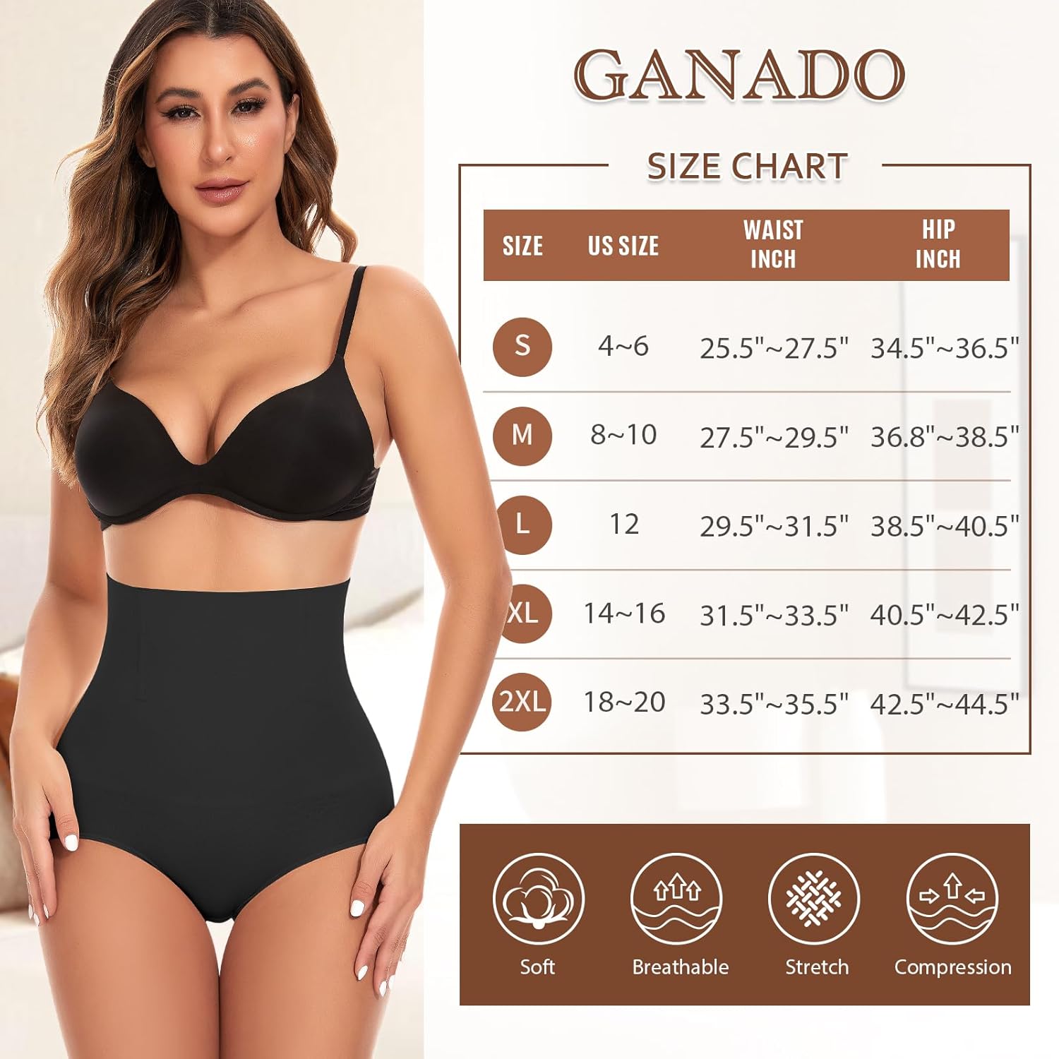 Ganado Tummy Control Shapewear Underwear for Women High Waisted Shaping Panties Compression Body Shaper Panty Girdle Briefs - Image 5