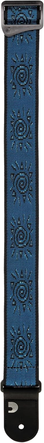 D'Addario Guitar Strap - Acoustic & Electric Guitar Accessories - Eco Leather Ends - Vintage Sun, Blue
