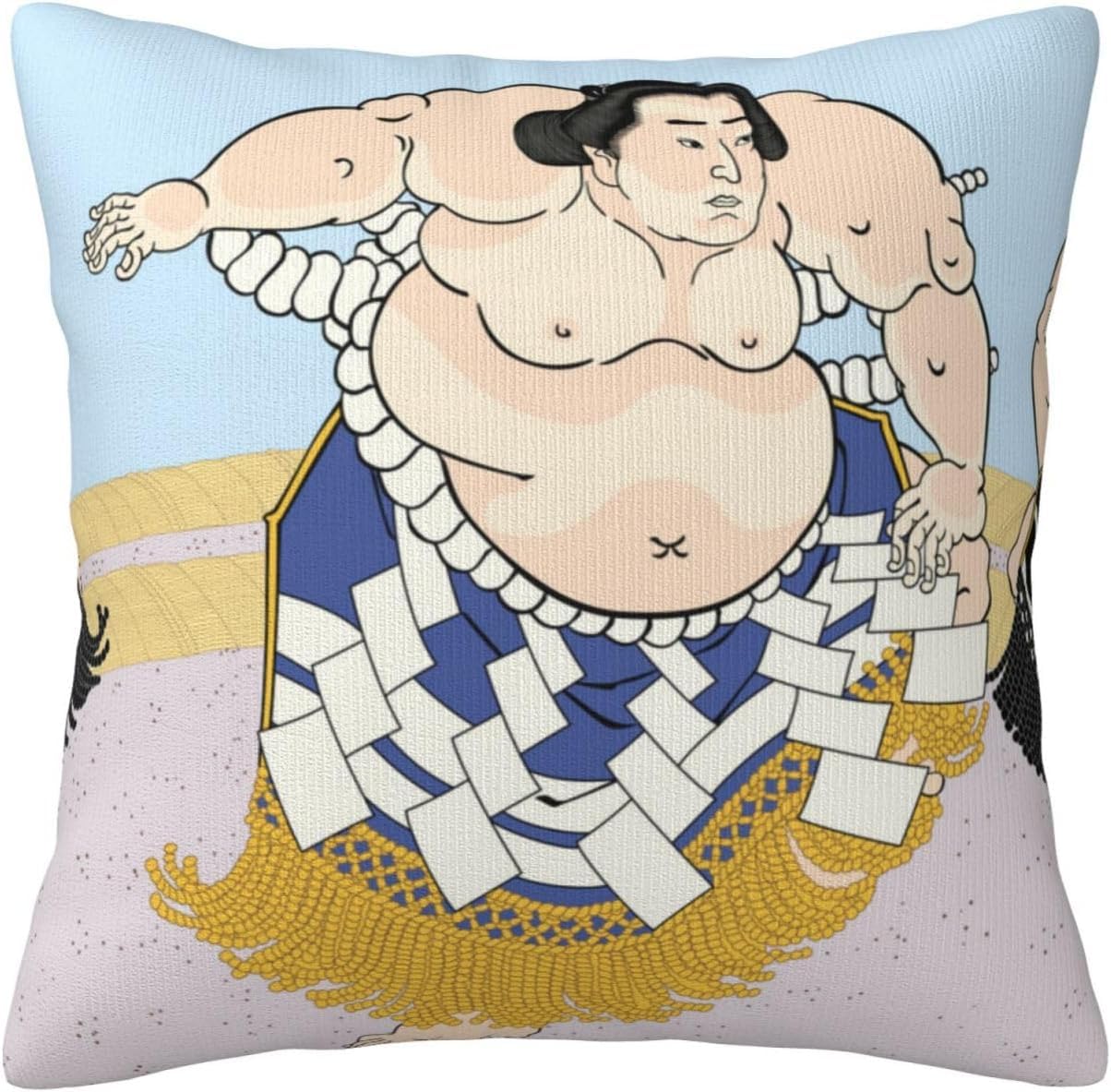 Amazon.co.jp: Zateem クッションカバー かわいい 相撲 大相撲 浮世絵 