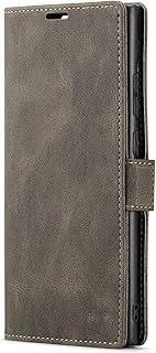 LXURY - Funda tipo cartera para Samsung Galaxy S23 Ultra/S23 Plus/S23, funda de cuero con bloqueo RFID con cierre magnético, ranura para tarjetas, color marrón, S23 Plus de 6.6 pulgadas