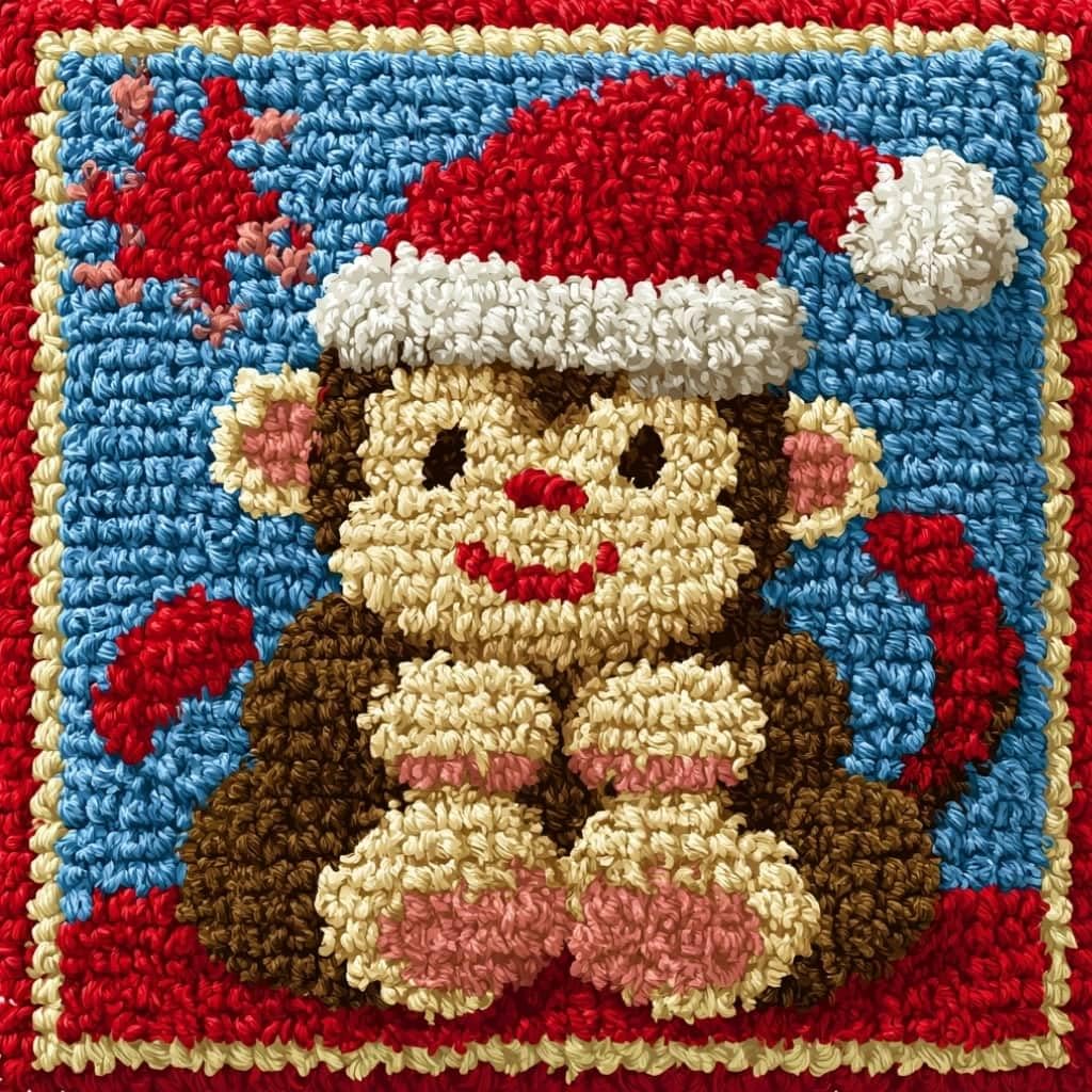 AxiangziK Latch Hook Pillow Kit Monkey 43X43Cm