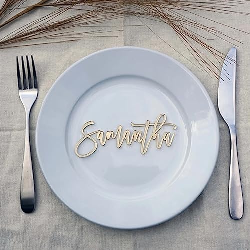 Carteles de boda personalizados Tarjetas de lugar de acrílico Configuración del nombre del lugar, nombres personalizados de madera de la tabla de