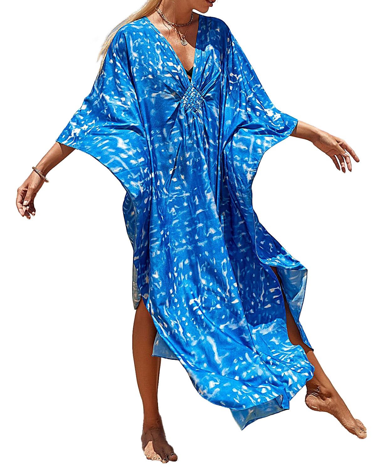 cthseie Women Animal Print Kaftan Dresses Plus Size Swimsuit Coverup Summer Bathing Suit Caftan Loungewear Beach Dress