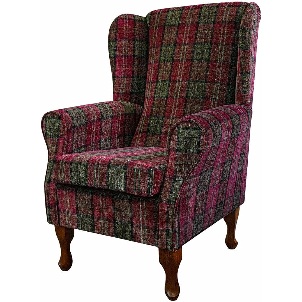 Beaumont Fabrics High Wing Back Fireside Chair Premium Red Lana