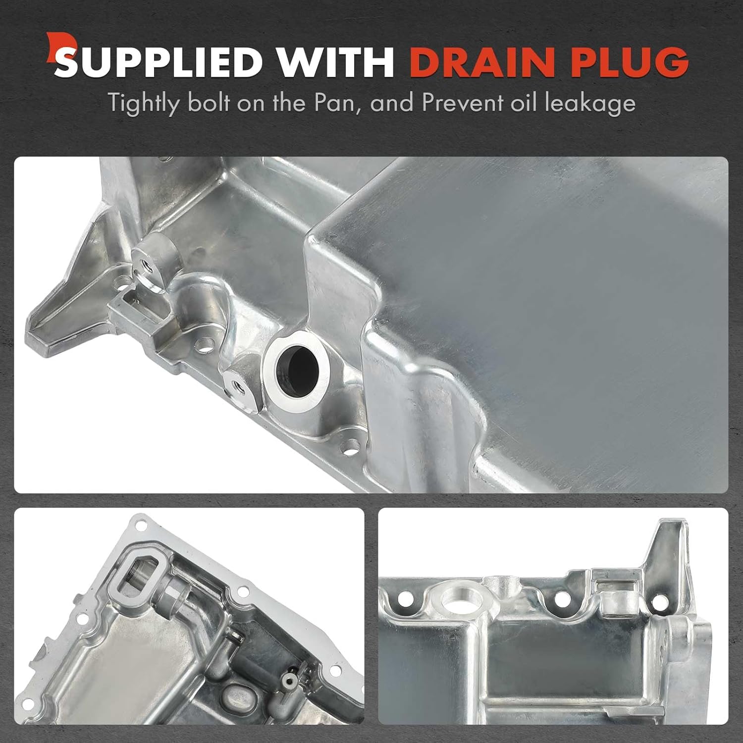 A-Premium Engine Oil Pan Sump with Drain Plug Compatible with Saab 9-3 2003-2011, 9-3X 93X 2010-2011, 9-5 2011, 2.0L, Replaces 12787937, 32021899