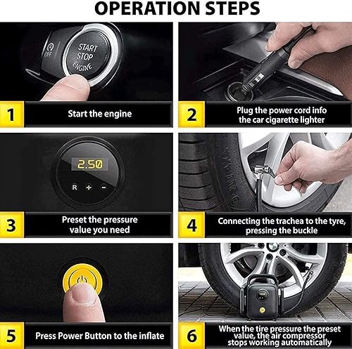 Miniatura 3 de Compresor de aire inflador de neumáticos portátil, medidor de presión para automóvil, bomba eléctrica automática para automóvil, bicicletas,