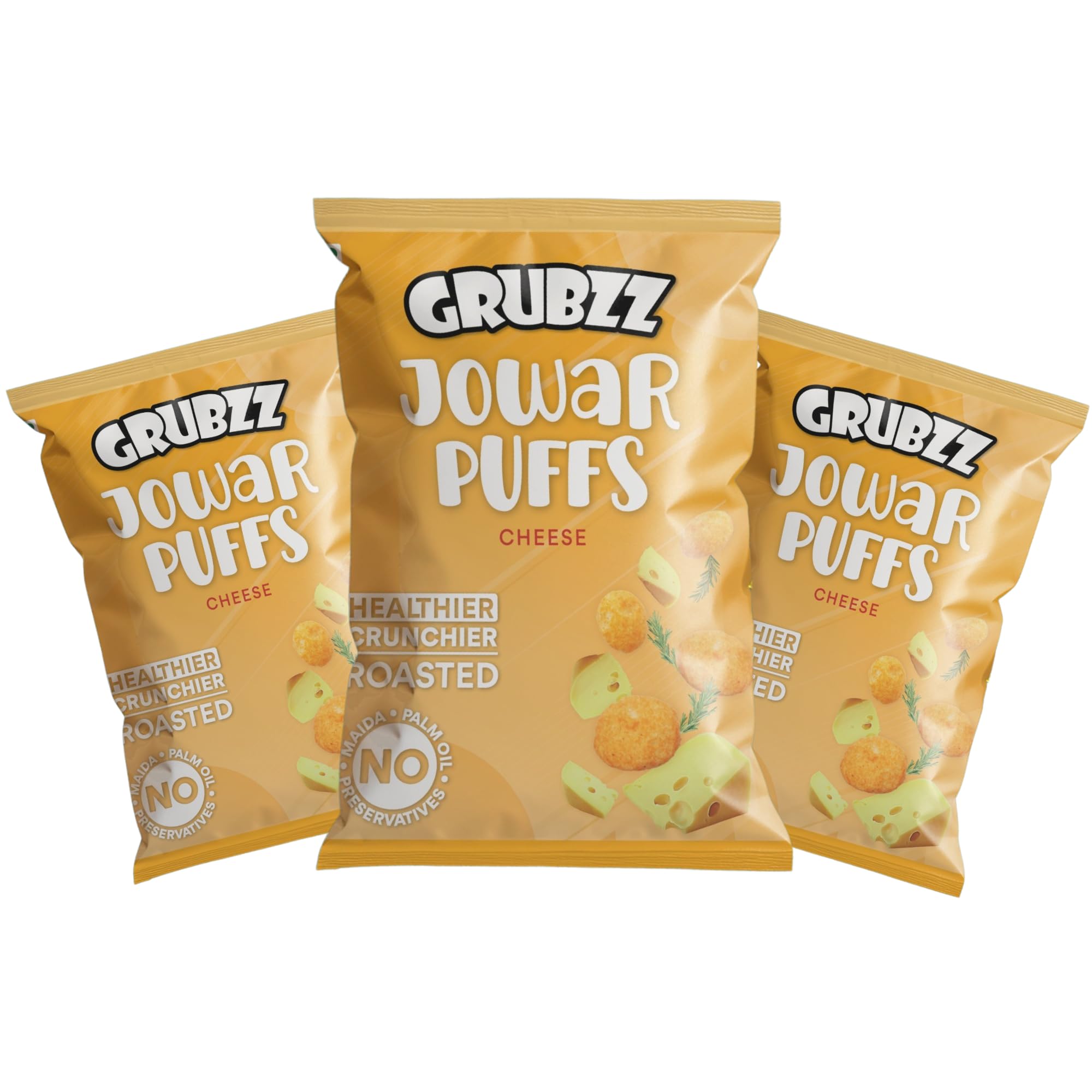 Grubzz Jowar Puffs Cheese Flavor | Pack of 3 | Roasted | No Palm Oil | Gluten Free | Supergrain Snack | High Fiber | Light & Crunchy-image-13