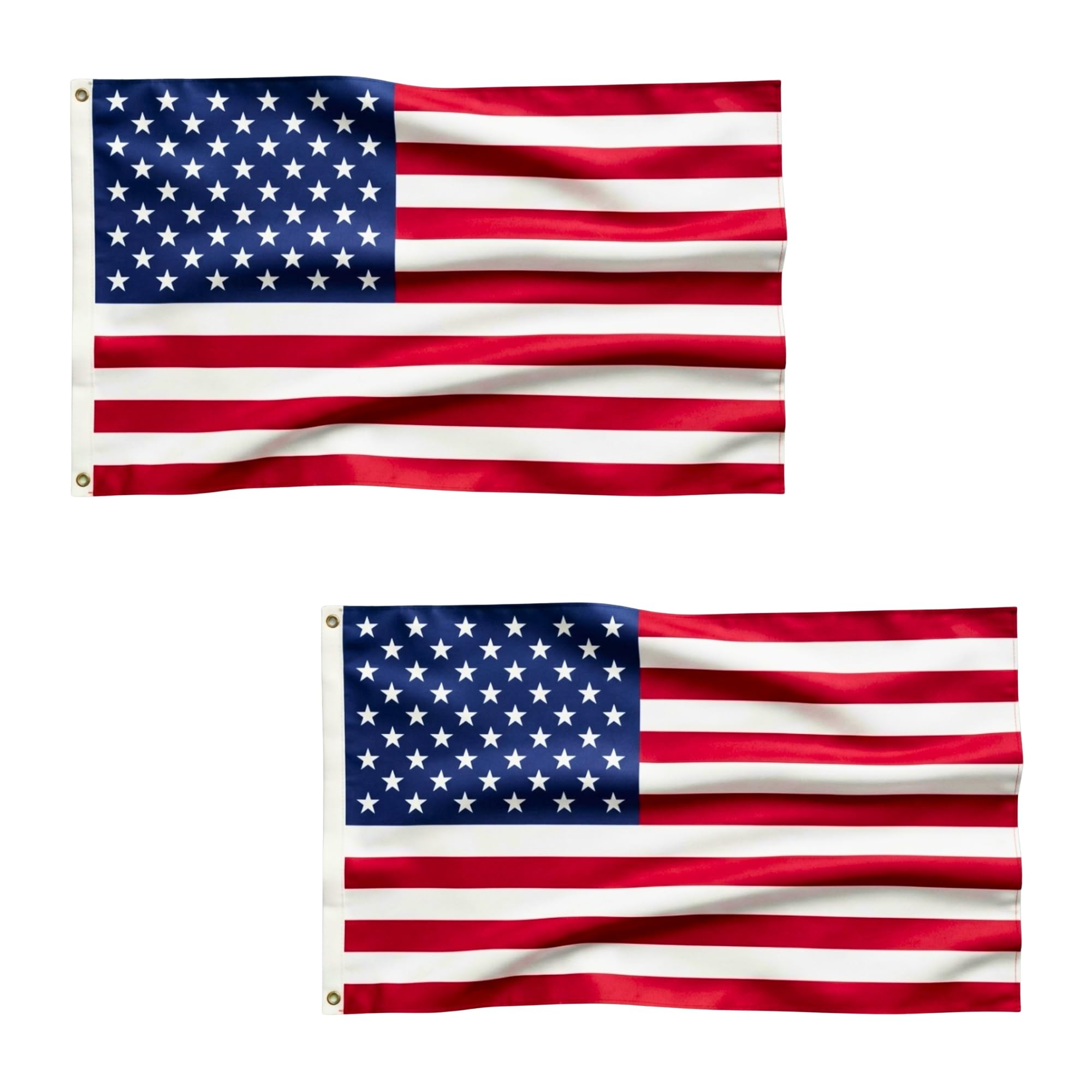 2 Pcs USA Flag 5ft x 3ft with Brass Eyelets – Polyester American Flag Banner for 4Th Of July, Patriotic Events, Home & Garden Display — image 1