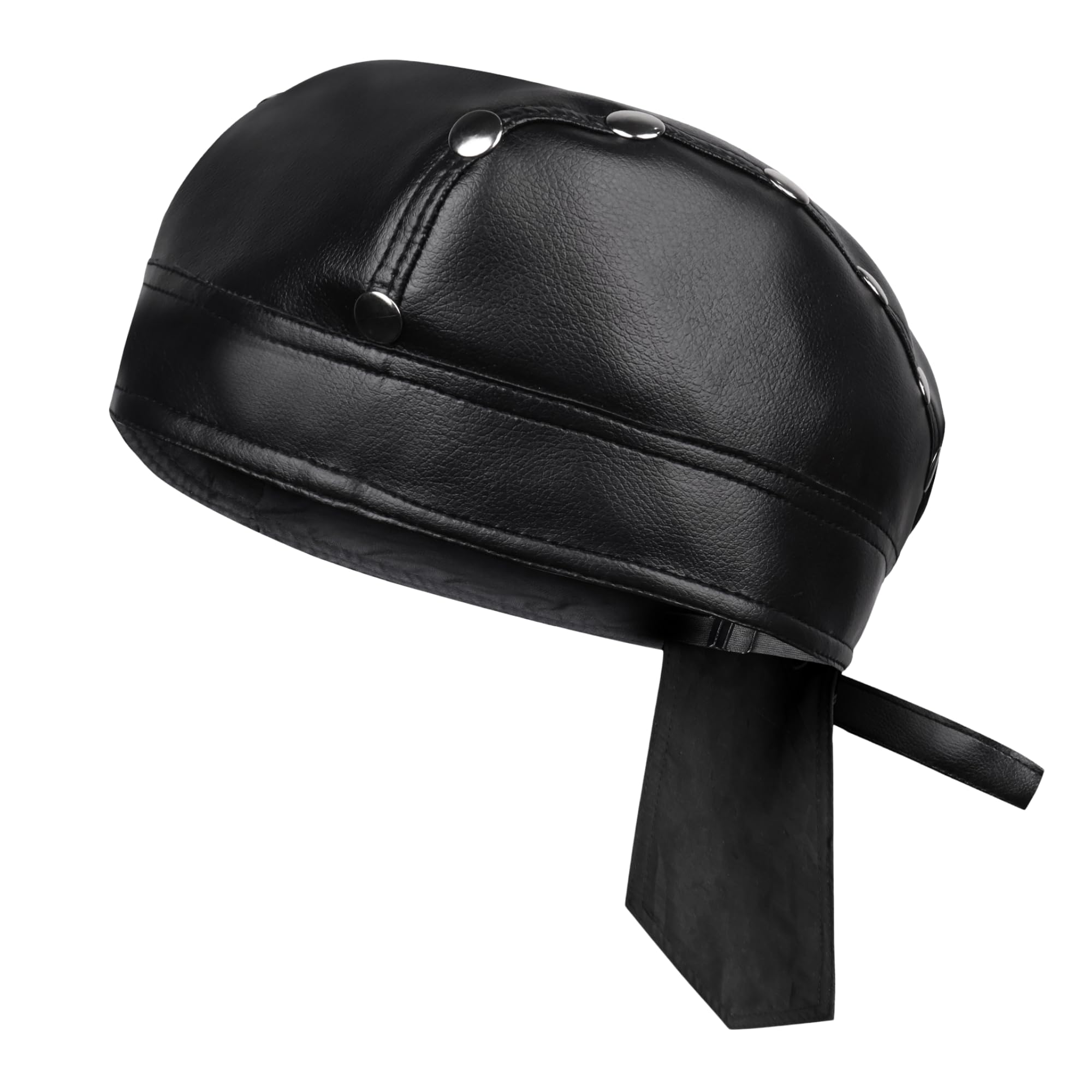FurquGears Leather Doo Rag Adjustable Unisex Biker Headwrap Cycling Bandana Biker Skull Hats