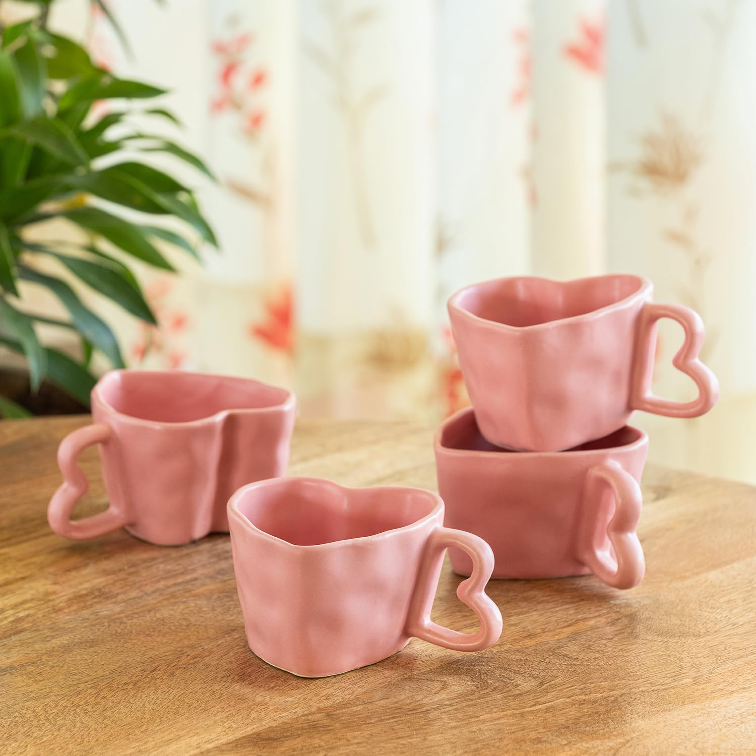 Colourful Hearts Ceramic Coffee Mugs - Set of 2 -12