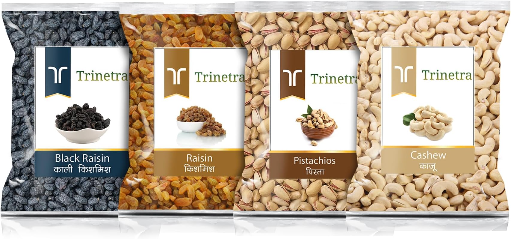 Trinetra Kaju 500g, Pista 500g, Kishmish 500g, Kali Kishmish 500g Combo Pack 2000g