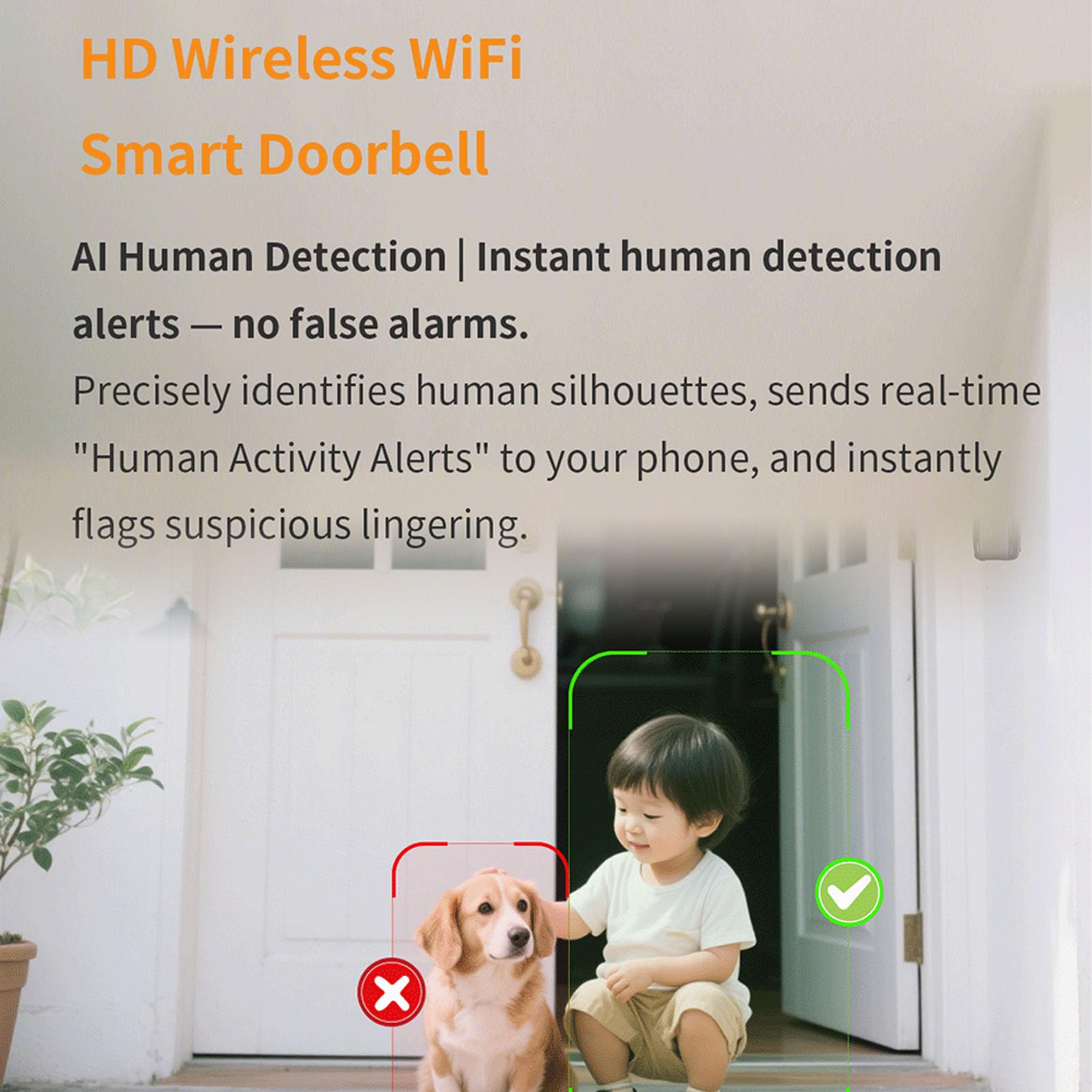 Videocitofono con Videocamera 120° Grandangolo, Batteria | ABS in Metallo, Sicurezza Domestica, Conversazione Bidirezionale, WiFi 2,4 GHz, Compatibile con e IOS, Ricarica Tramite