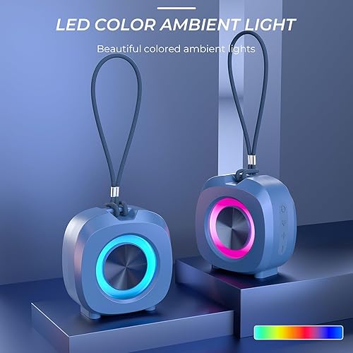 Miniatura 2 de Altavoz, pequeño altavoz portátil Bluetooth inalámbrico IPX5 impermeable para ducha, sonido estéreo fuerte, graves profundos, emparejamiento dual,