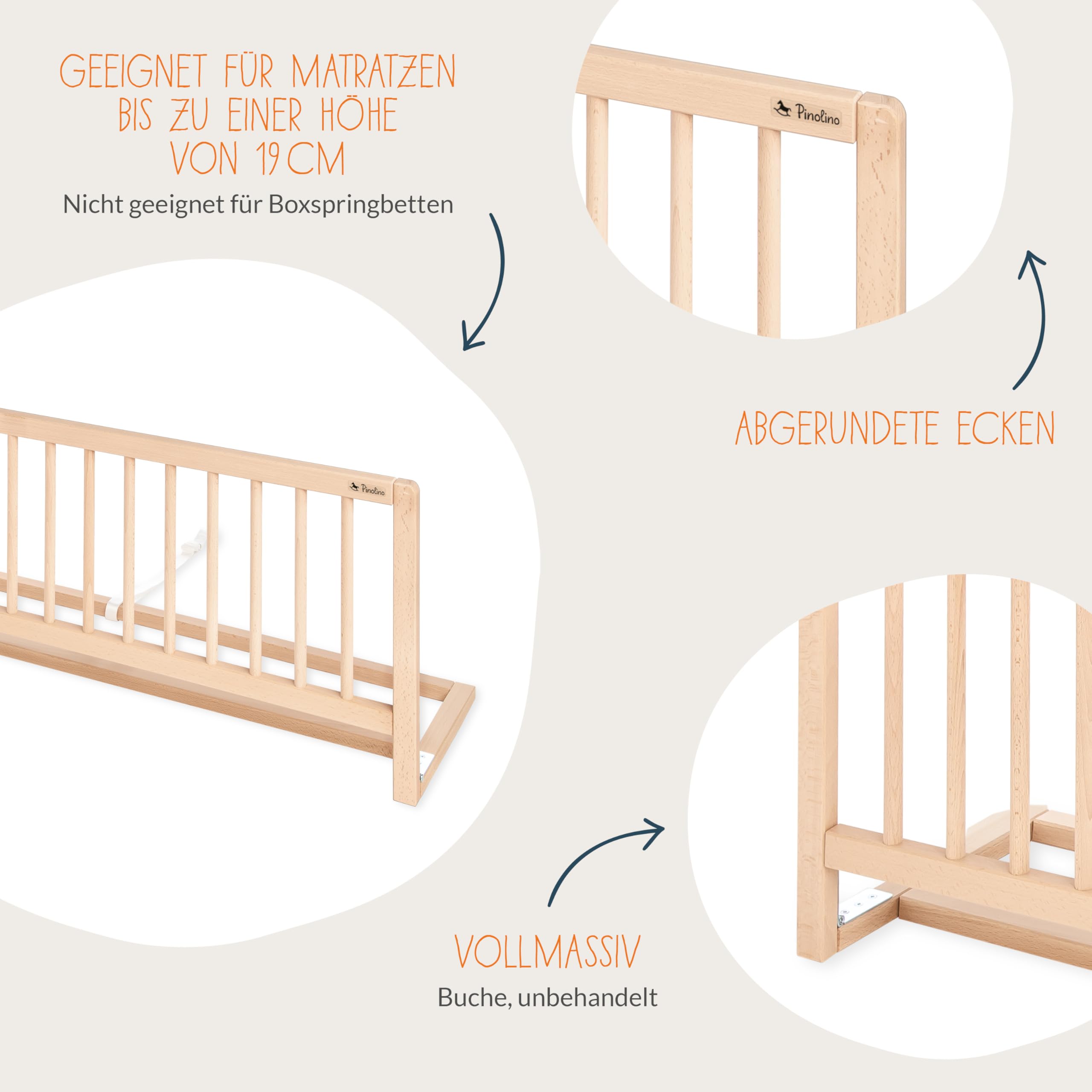 Pinolino Recinto di sicurezza per culla, recinto di sicurezza pieghevole, cameretta per bambini, protezione anticaduta, 120 x 32 x 40 cm, trasparente