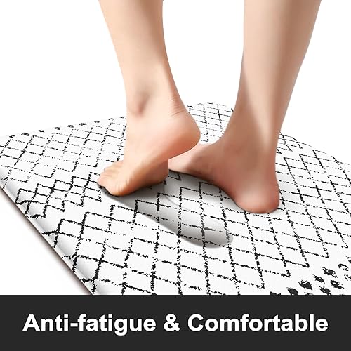 Miniatura 3 de KIMODE Alfombrillas de cocina, 2 unidades, alfombras geométricas antifatiga, antideslizantes, impermeables, tapetes de cocina para piso, tapete de