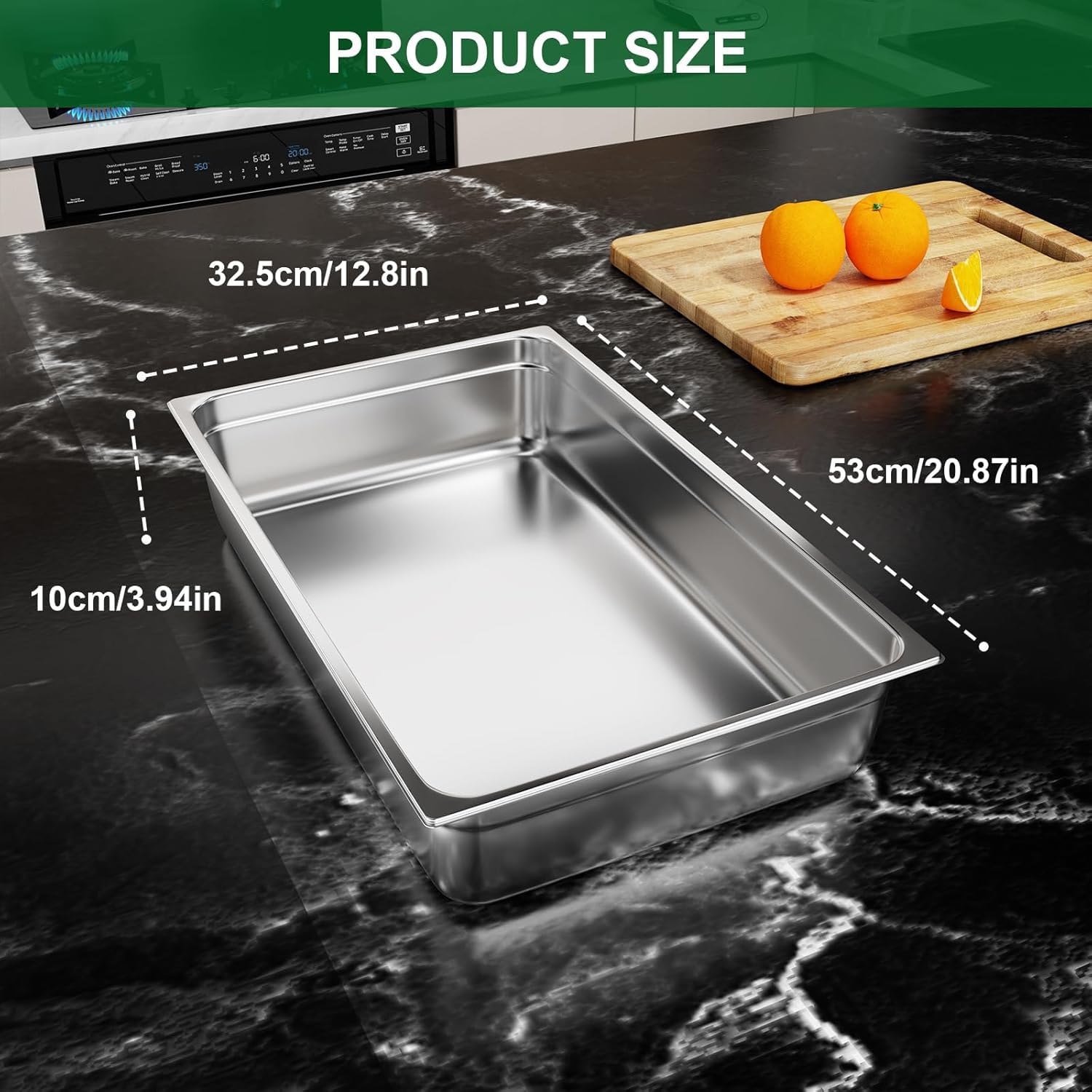 TAIMIKO GN 1/1 - Contenedores gastronométricos de acero inoxidable de 100 mm, 6 unidades, aptos para alimentos y resistentes al calor, para alimentos, tartas, hoteles, cocinas