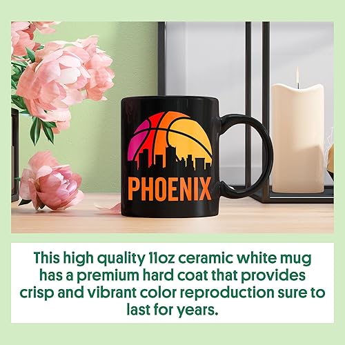 Miniatura 4 de Phoenix Baloncesto B-Ball Vintage Retro Sunset Game Fan Taza de café negra de 11 onzas