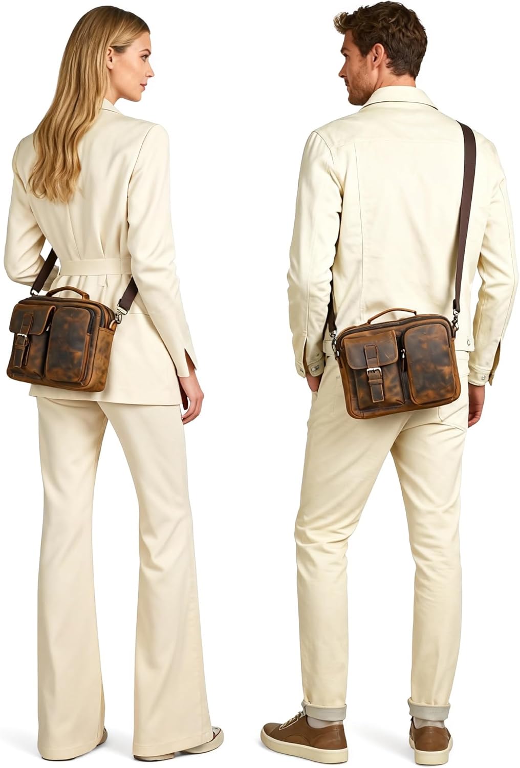 Canvas + Genuine Leather Travel A4 Tote Satchel Messenger Cross-body One Shoulder Bag For Men Male FB144