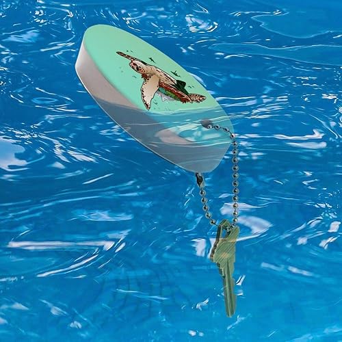 Miniatura 3 de GRAPHICS & MORE Llavero flotante de tortuga marina flotante de espuma ovalada para barco de pesca