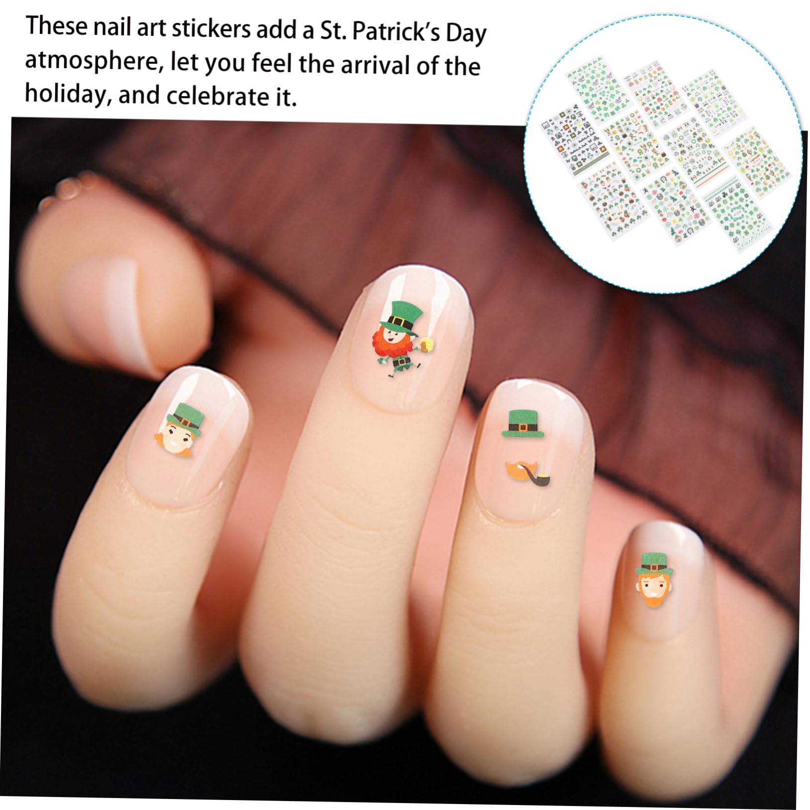 Beaupretty 30fogli Adesivi Per Unghie Creativi Per Festival Di San Patrizio Decalcomanie Per Manicure Facili Da Applicare e Resistenti Materiali Sicuri e Adatti Per Festività