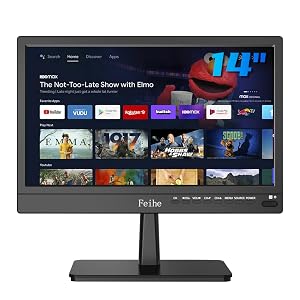 Feihe 14 inch Small Smart TV with Voice Remote Wi-Fi HD Flat Screen Compact Smart Television for Kitchen