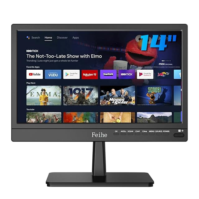 Feihe 14 inch Small Smart TV with Voice Remote Wi-Fi HD Flat Screen Compact Smart Television for Kitchen