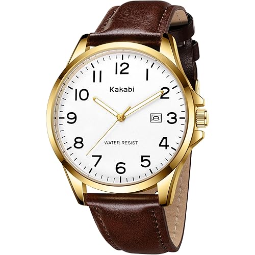 Watch for Men, Fashion Minimalist Wrist Watch Waterproof Quartz Analog Date with Leather Strap