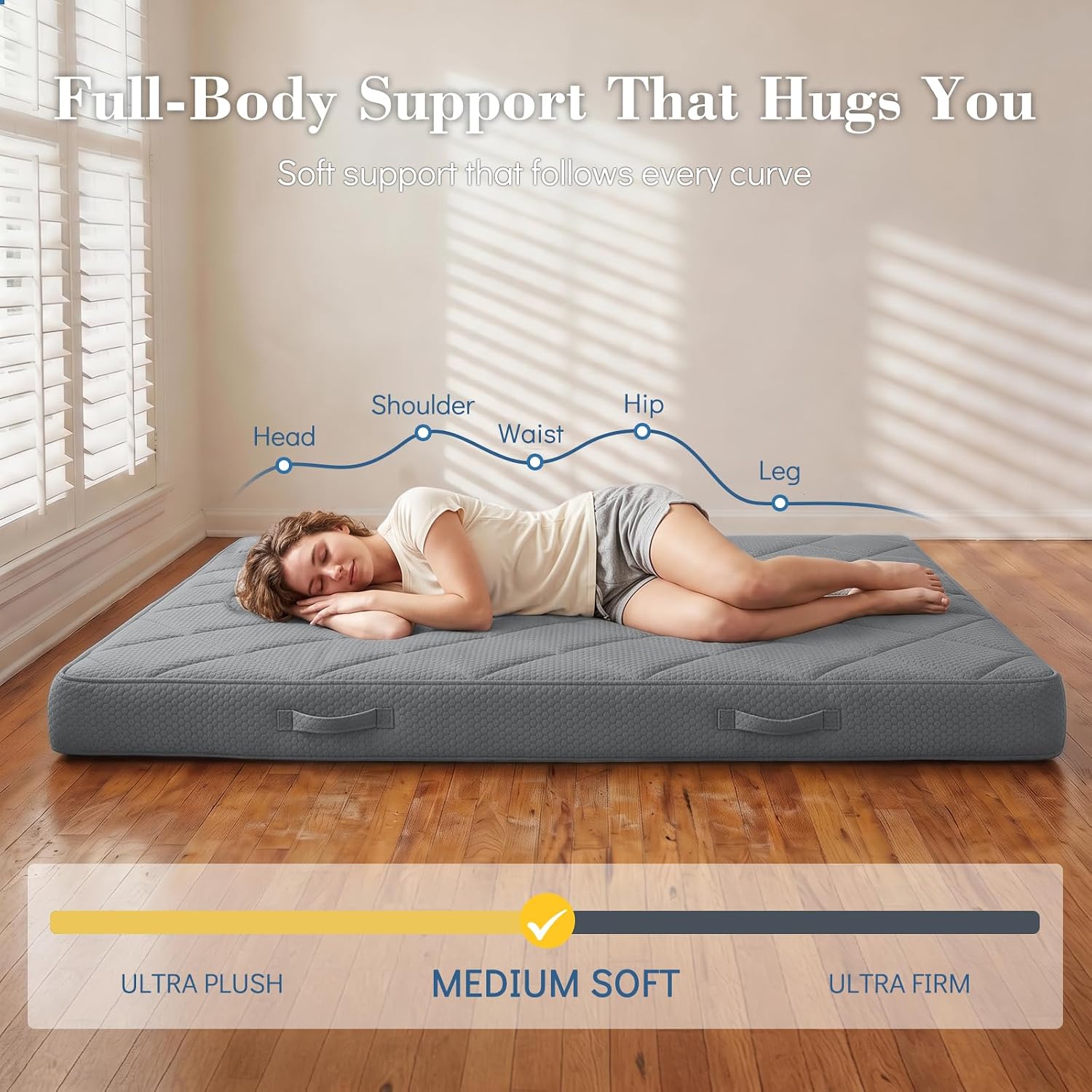 6" Full Size Futon Mattress Replacement with Handles,71X52X6