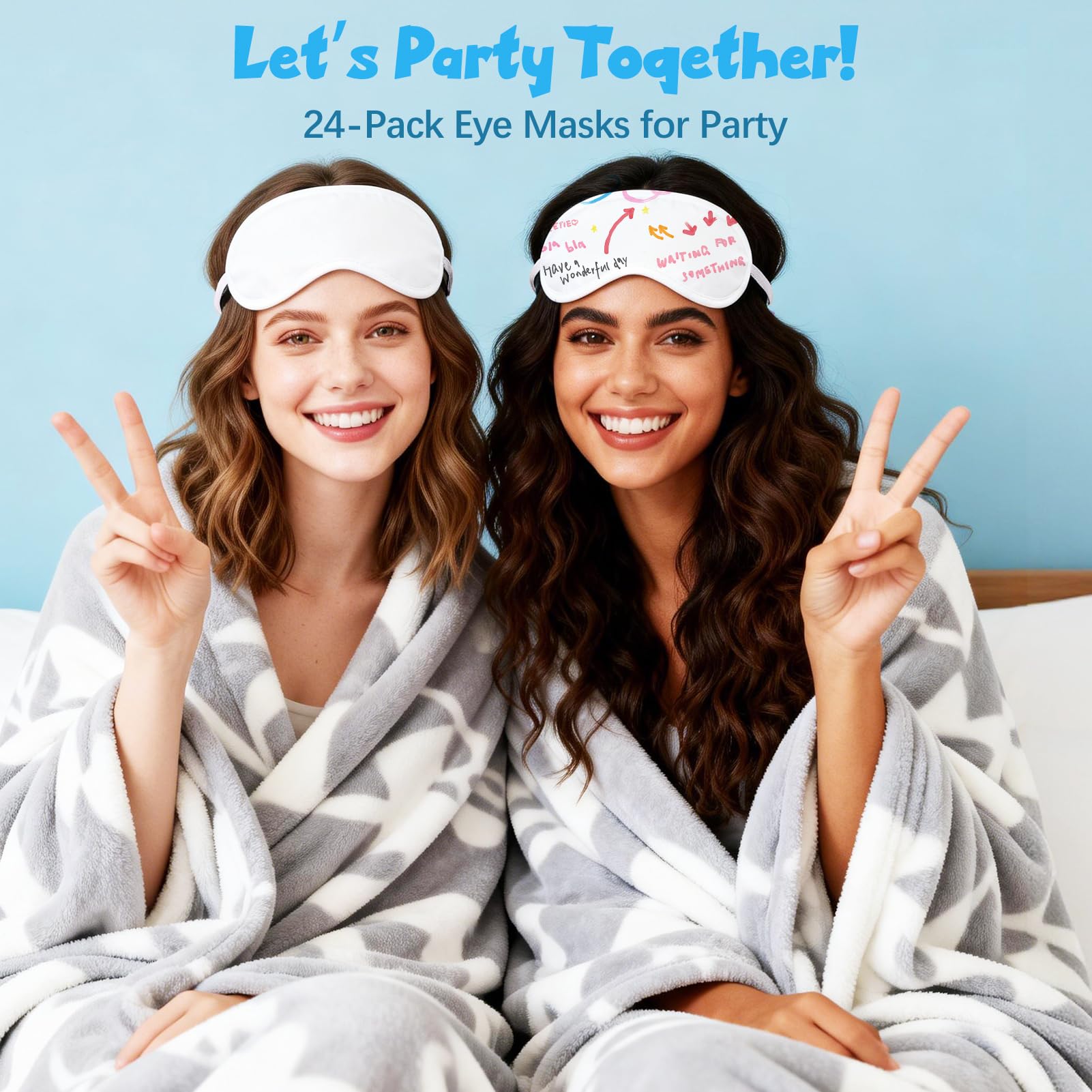 24 Stück Bemalbare Schlafmasken Mit 12 Farbstiften,Weiße DIY Augenmaske | Bemalbare Schlafmaske Mädchen,Übernachtungsparty Mädchen,Masken zum bemalen,Pyjama Party Deko, Übernachtungsparty Zubehör