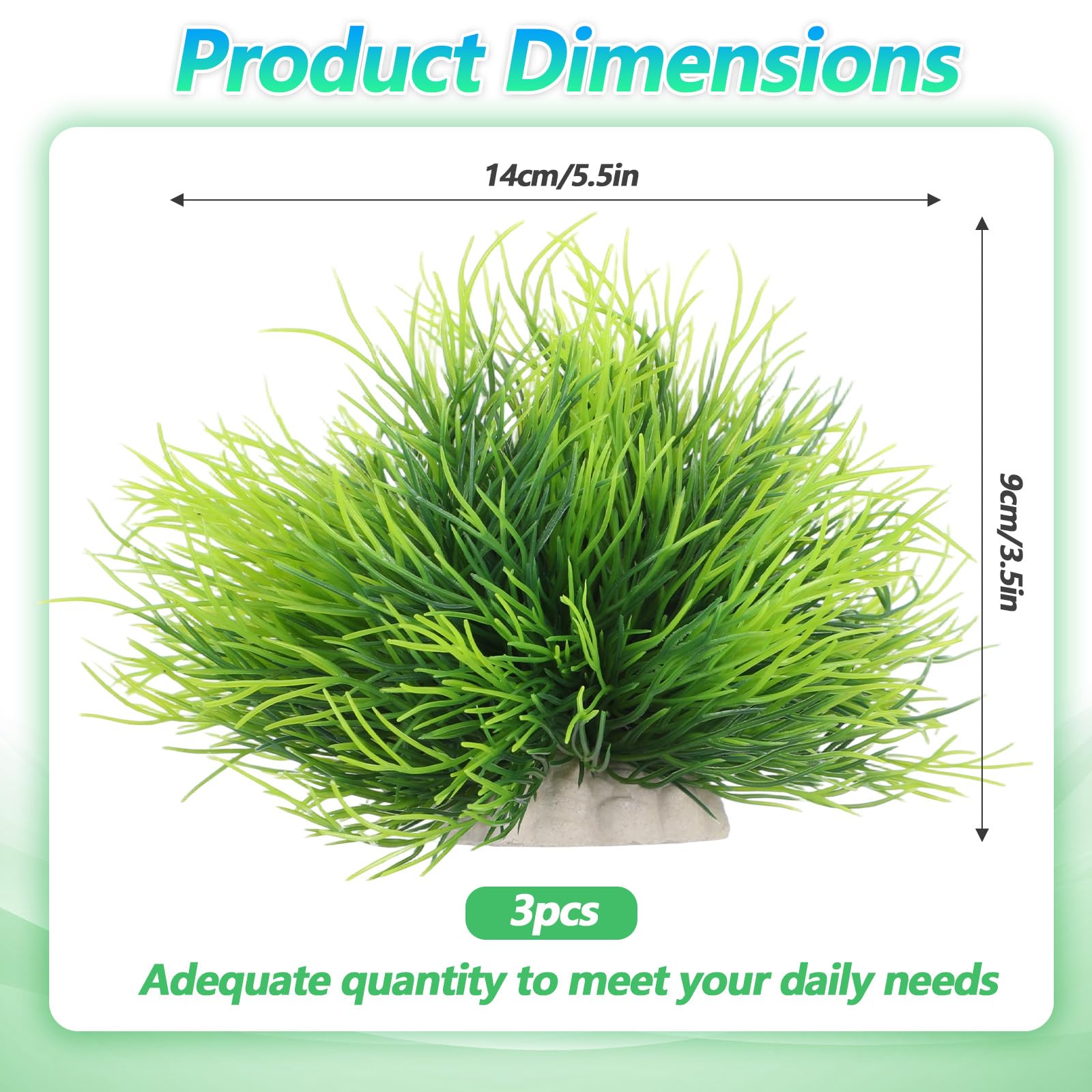 3 Pack Aquarium Plants Plastic Realistic Fish Tank Plants with Weighted Base Green Aquarium Decor for Betta Tanks Aquascaping Reptile Terrariums - image 2