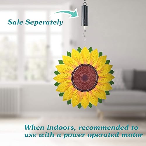 Miniatura 5 de Molinillo de viento para patio, decoración de jardín, esculturas de metal de acero inoxidable 3D, girasol, cinético colgante, decoración de patio