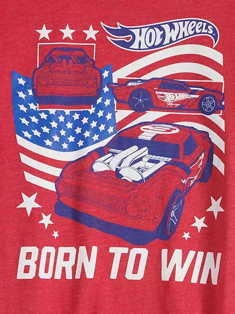 Hot Wheels Boys Patriotic Born to Win Muscle Car Racing T-Shirt