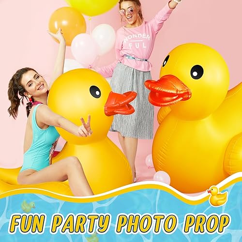Miniatura 6 de Hungdao 2 Pack Giant Inflatable Duck Float Cute Duck Pool Floats Large Blow up Duck Toy Lightweight and Portable for Adults Summer Beach Swimming
