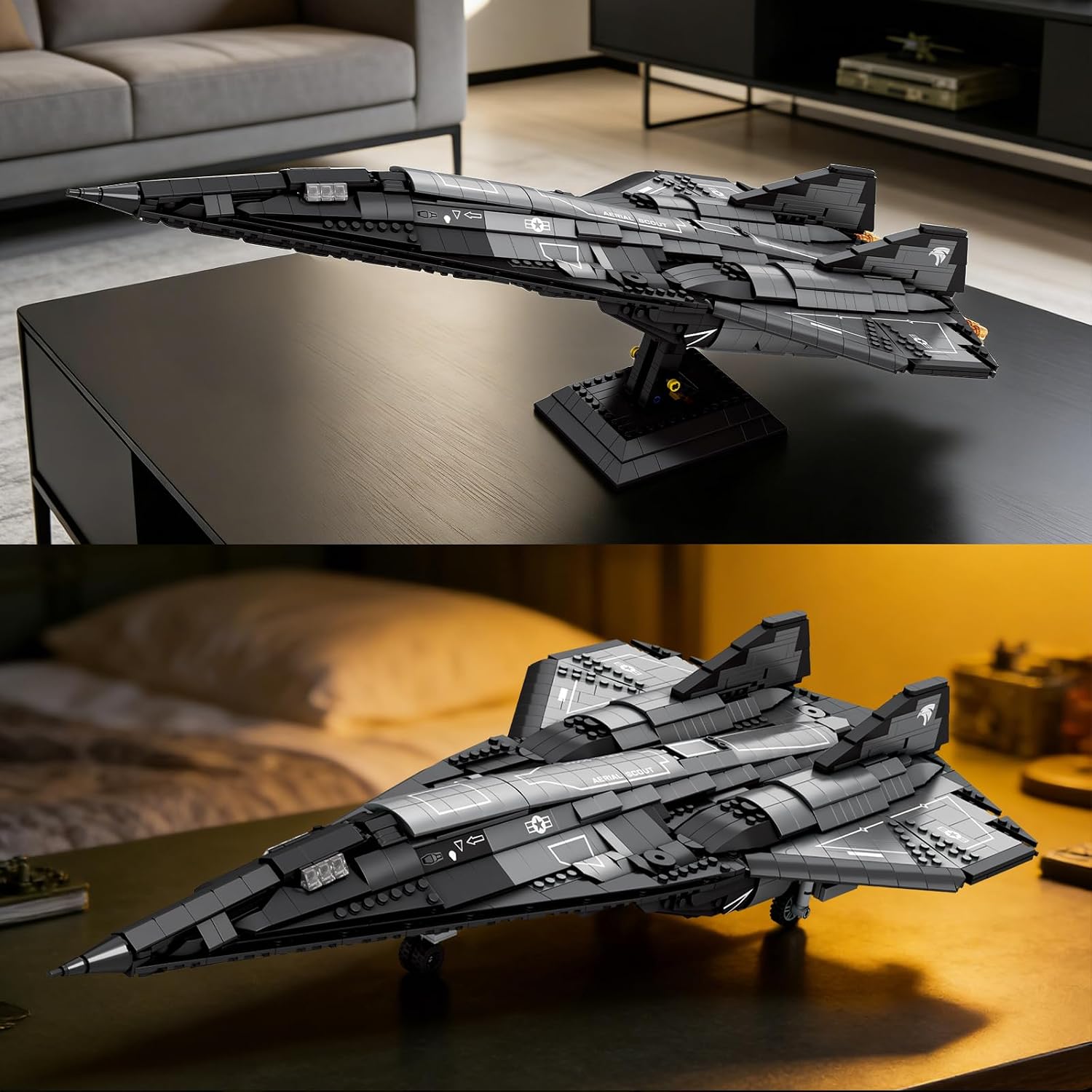 Military Plane Building Blocks Set for Adults, SR-72 Reconnaissance Aircraft Building Toys, Collectible and Display Aircraft Jet, Ideal Gift for Men Military Fans 1880PCS