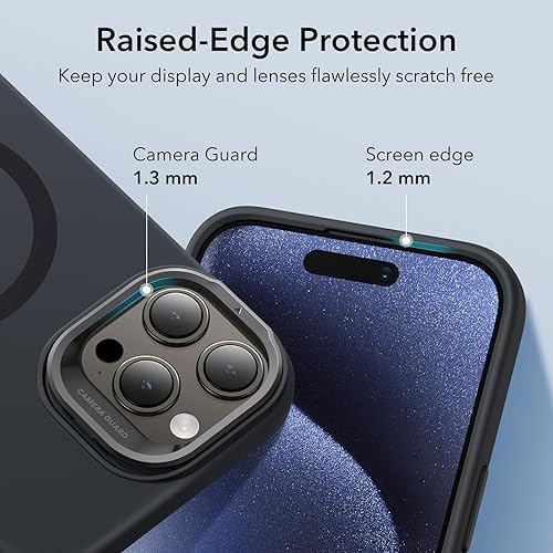 Miniatura 9 de ESR Funda para iPhone 15 Pro Max, funda de silicona MagSafe con soporte, protección de grado militar, soporte integrado para cámara, funda magnética