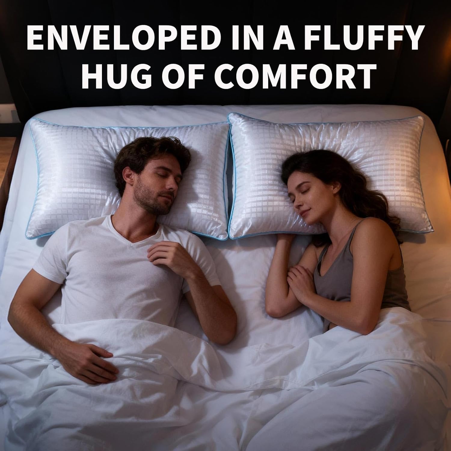 Bed Pillows Queen Size Set of 2, Soft Fluffy and Supportive Hotel Collection Pillows 2 Pack for Side and Back Sleeper, Filled with Down Alternative Microfiber - Image 2