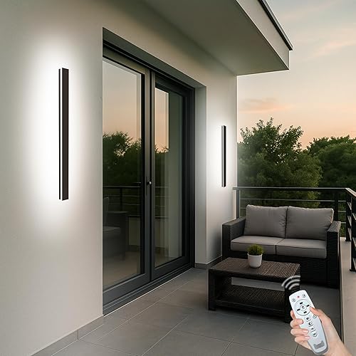 Miniatura 37 de Luz de Pared Exterior, Apliques de Pared Exteriores Modernos de 39 Pulgadas, Luces de Pared Largas Negras Impermeables con Iluminación Cálida, Luz