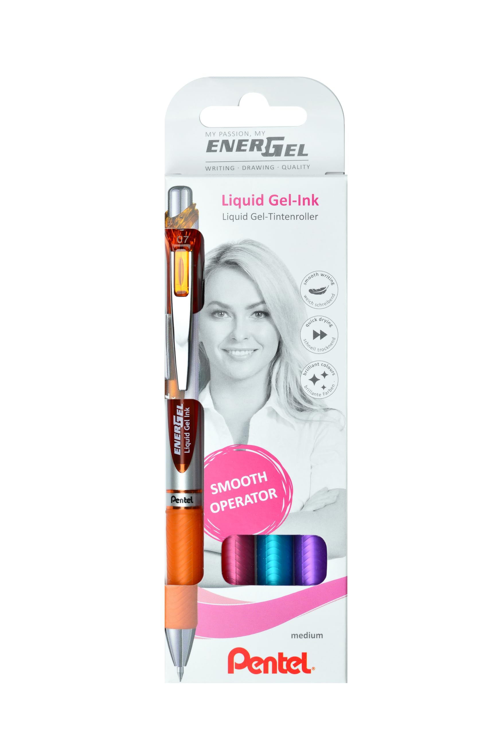 Pentel EnerGel XM BL77 Retractable Gel Pen (Pack of 4 - Assorted Colours)