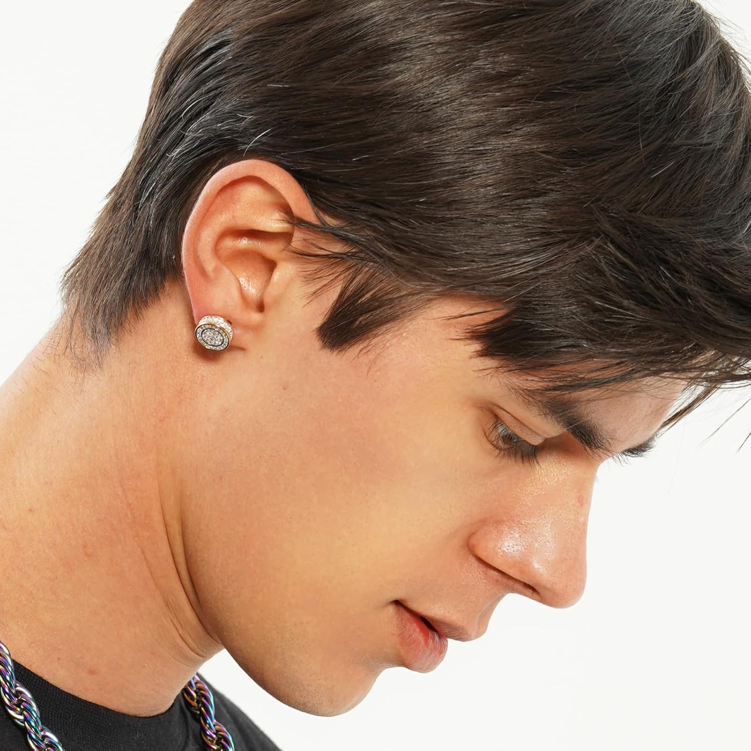 TOPGRILLZ Screw Back Earrings 14K Golden Plated 5A+ Cubic Zirconia Cluster Round Screw On Stud Earrings For Men Women Aretes De Hombre - Image 3