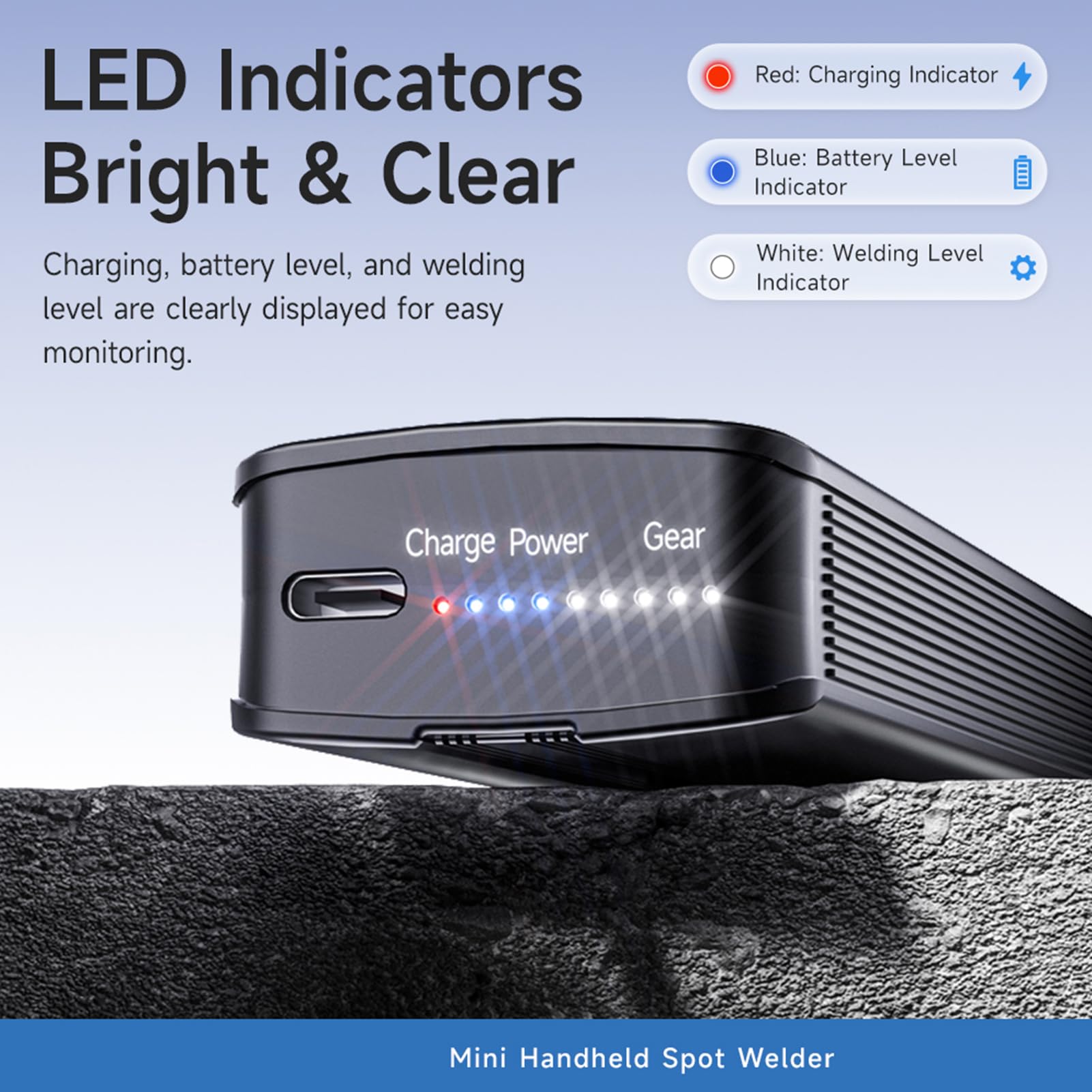 Weytoll Máquina de Soldadura de Doble Pulso, 3360W, 9 Niveles, Modo Automático, Pantalla LED, Protección Temperatura con Batería 2200mAh para Reparación Batería (Negra)
